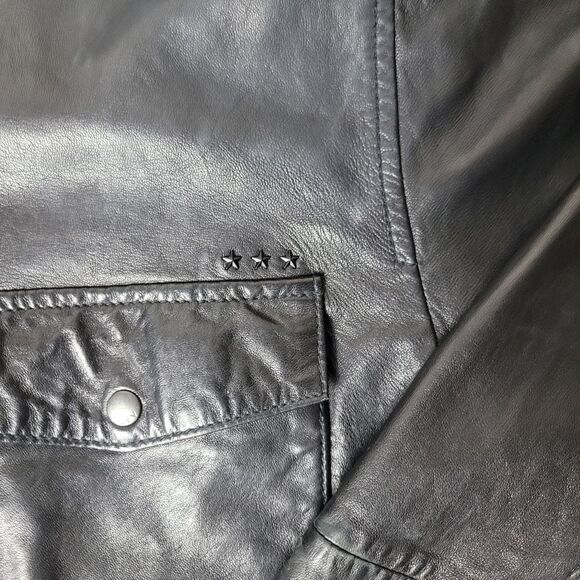 John Varvatos USA Stars Men's Jacket Size L  Black Sheep Skin Washed Leather - Picture 5 of 15